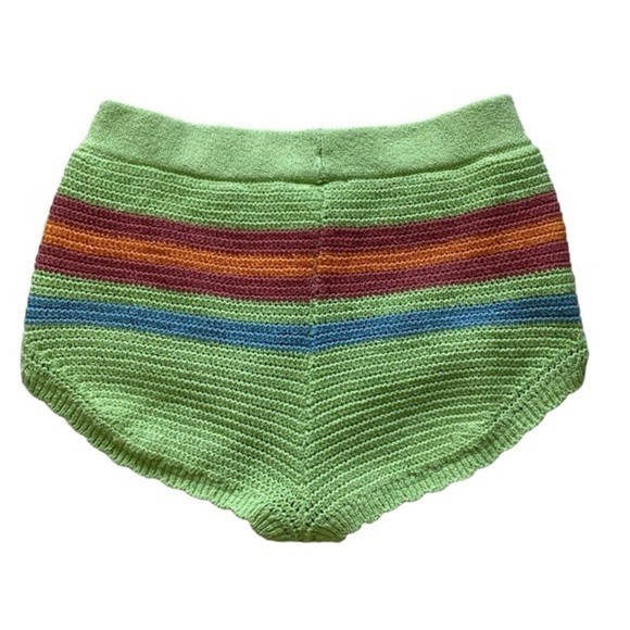 UO BDG Women’s Green Knit Micro Short with Multi Stripe Size: L NWT - Picture 4 of 10